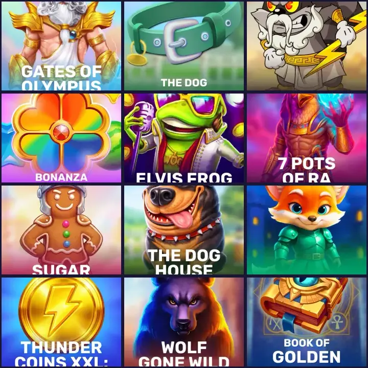Twelve pokies from the Woo Casino lobby, including Gates of Olympus Super Scatter, The Dog House and Elvis Frog in WooCasino